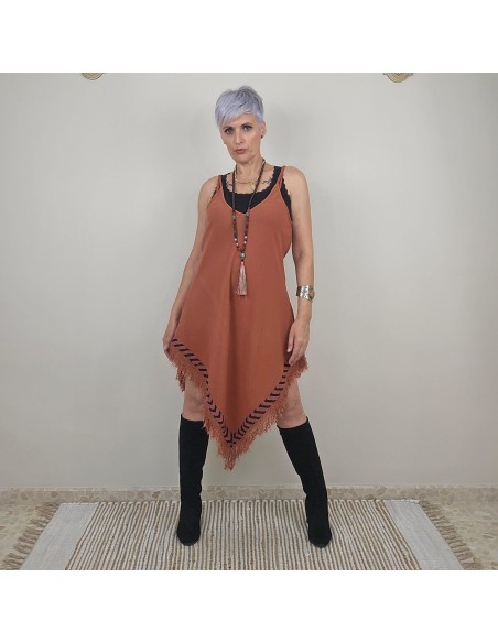 Vestido corto Pocahontas en algodón boho