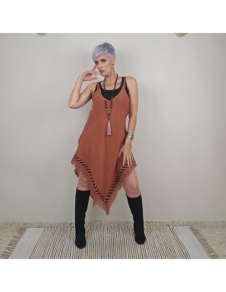 Vestido corto Pocahontas en algodón boho