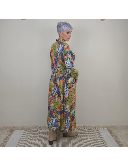 Vestido camisero Savage en rayón estampado