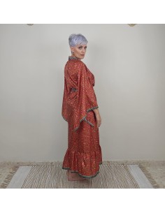 Kimono largo étnico de saree reciclado 2