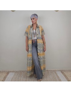 Vestido camisero Bagru estampado artesanal